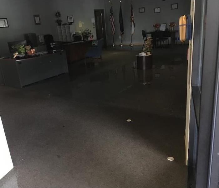 office with water damage to floor 