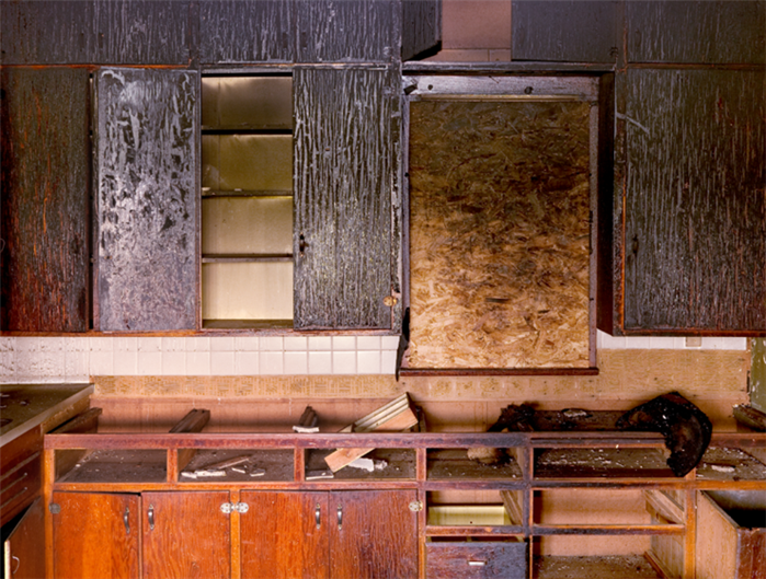 fire damaged kitchen cabinets